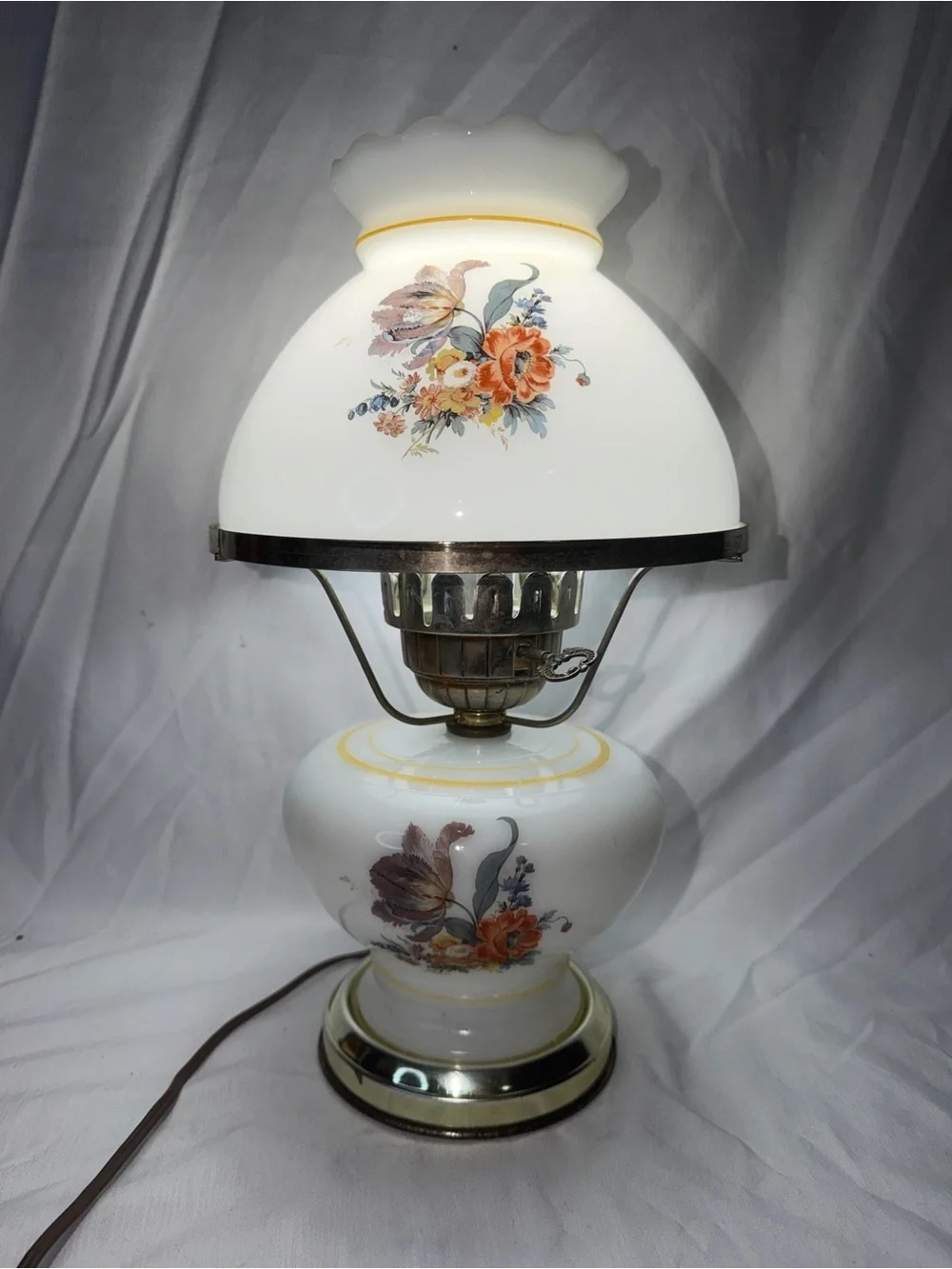 Vintage Floral Milk Glass 